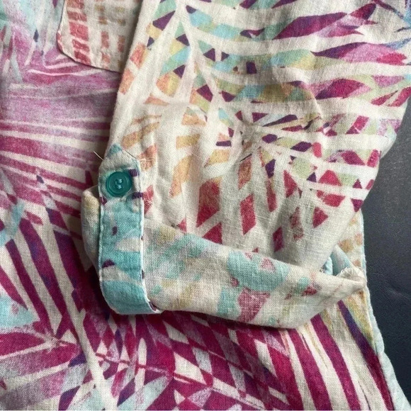 Coral Bay Women’s Pastel Blouse Small Blue Pink Hi Low Half Button Long Sleeved - Picture 8 of 15